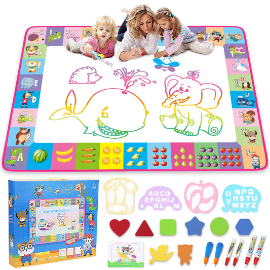 Magic Water Drawing Mat | Reusable Doodle & Painting Board with Water Pens