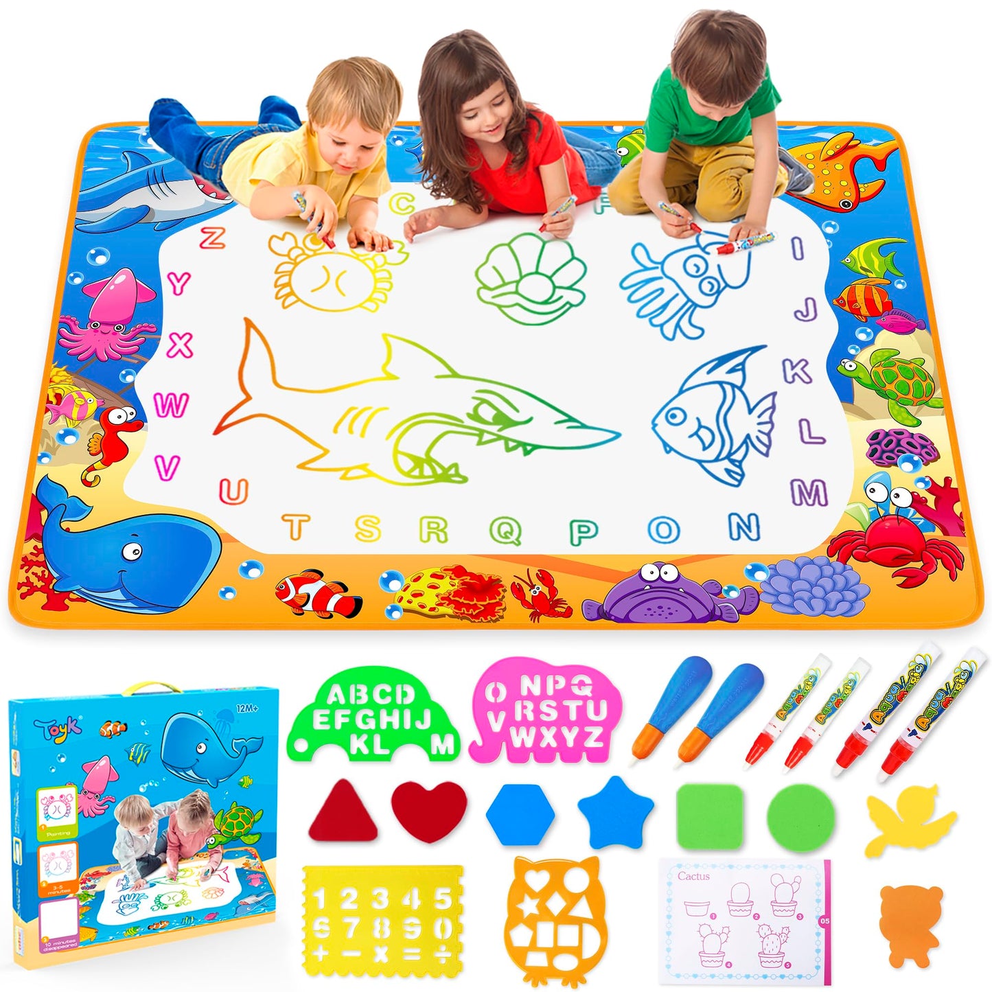Magic Water Drawing Mat | Reusable Doodle & Painting Board with Water Pens